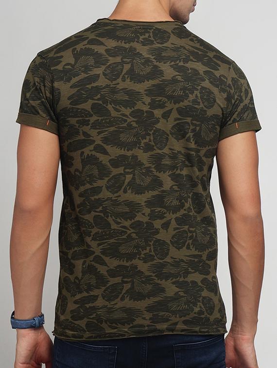 olive green cotton all over print t-shirt - 15118516 - Zoom Image - 3