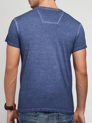 blue cotton chest print t-shirt - 15118534 - Standard Image - 3