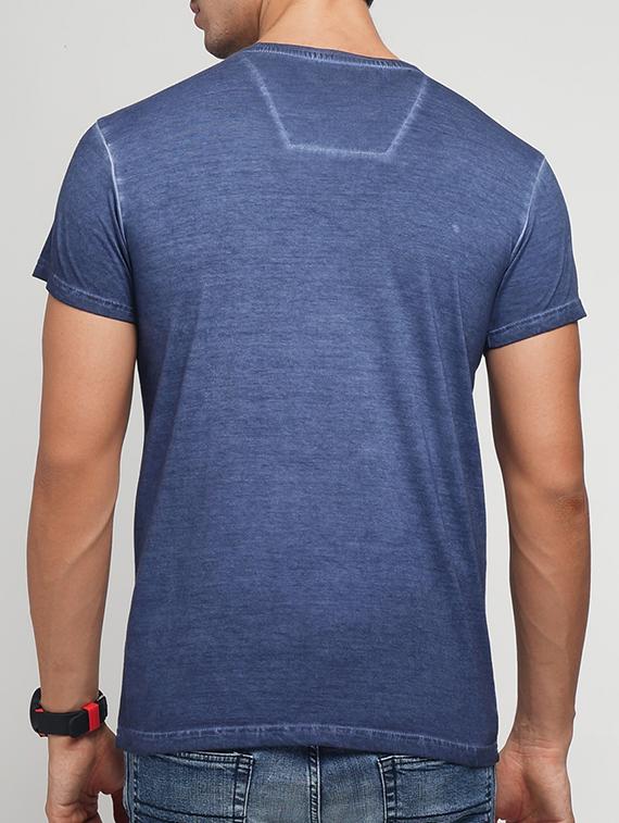 blue cotton chest print t-shirt - 15118534 - Zoom Image - 3