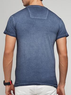 blue cotton chest print t-shirt - 15118538 - Standard Image - 3
