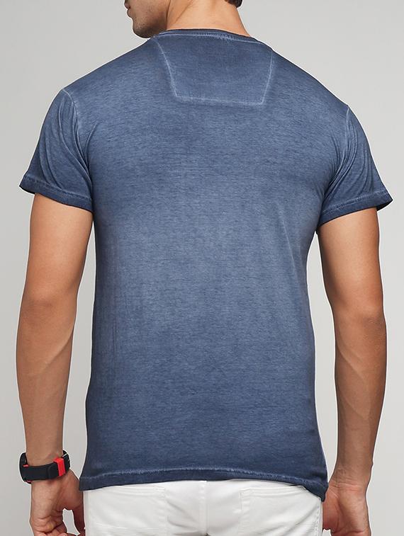 blue cotton chest print t-shirt - 15118538 - Zoom Image - 3