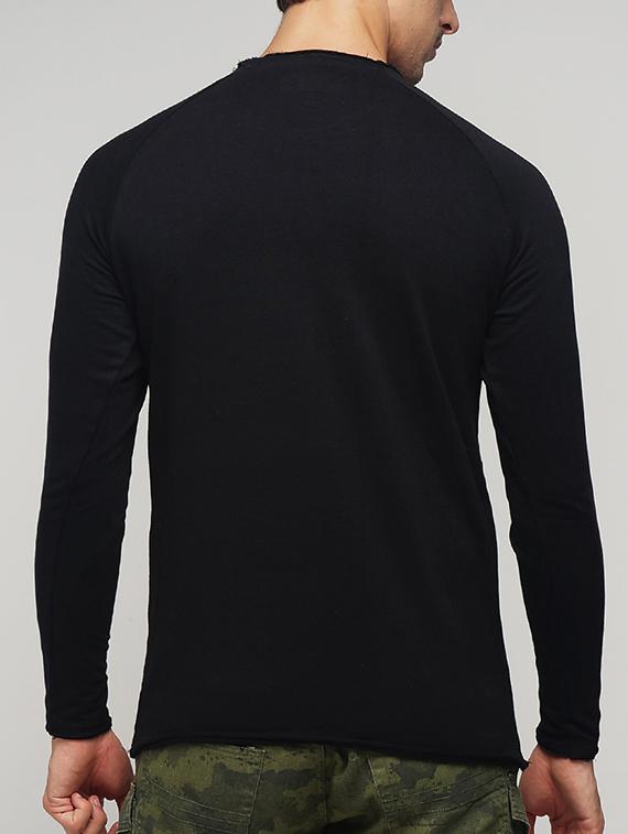 black cotton raglan t-shirt - 15118546 - Zoom Image - 3