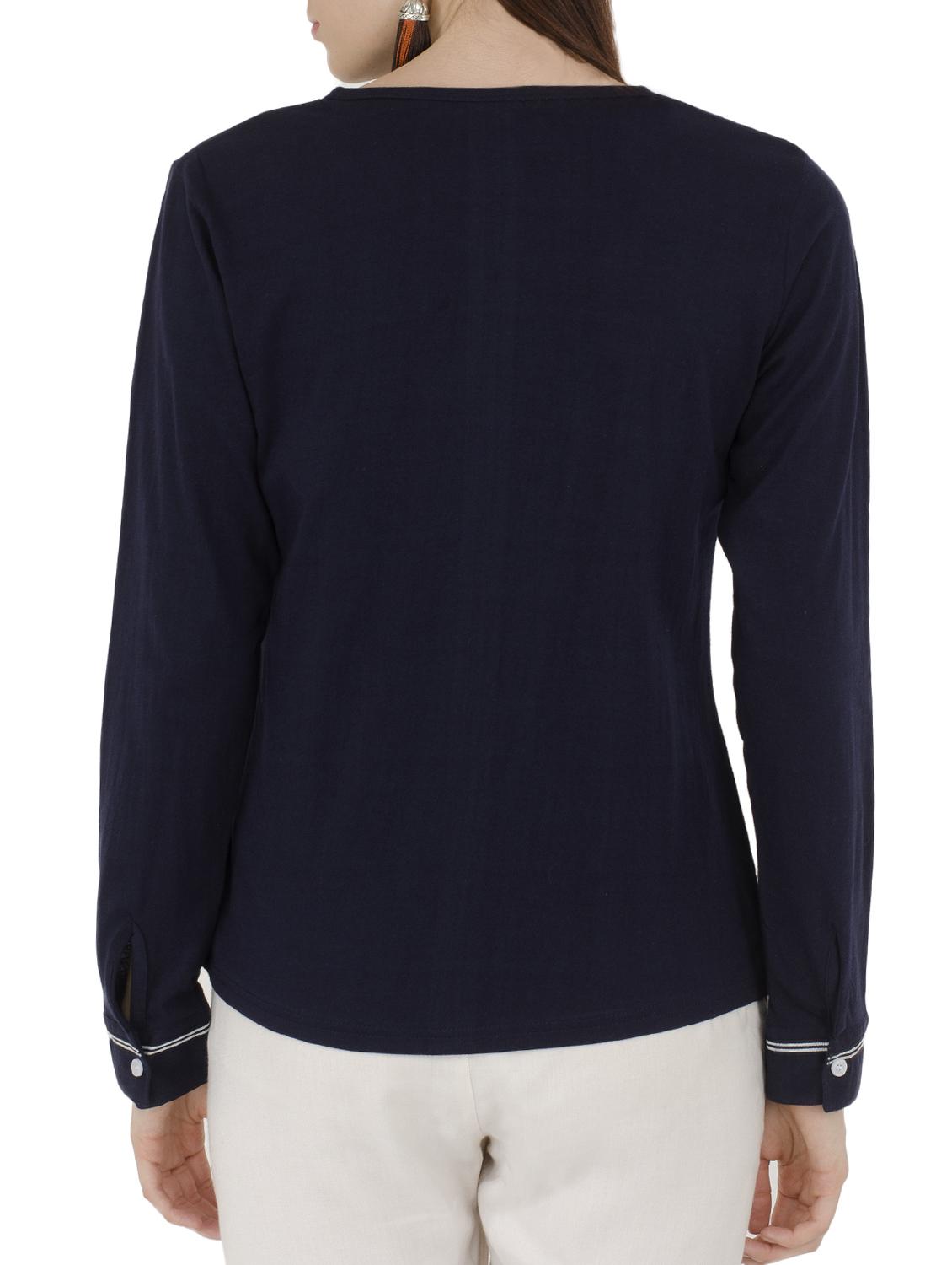 navy blue solid cotton tee - 15118559 - Zoom Image - 3