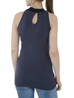 solid blue viscose top - 15118563 - Standard Image - 3