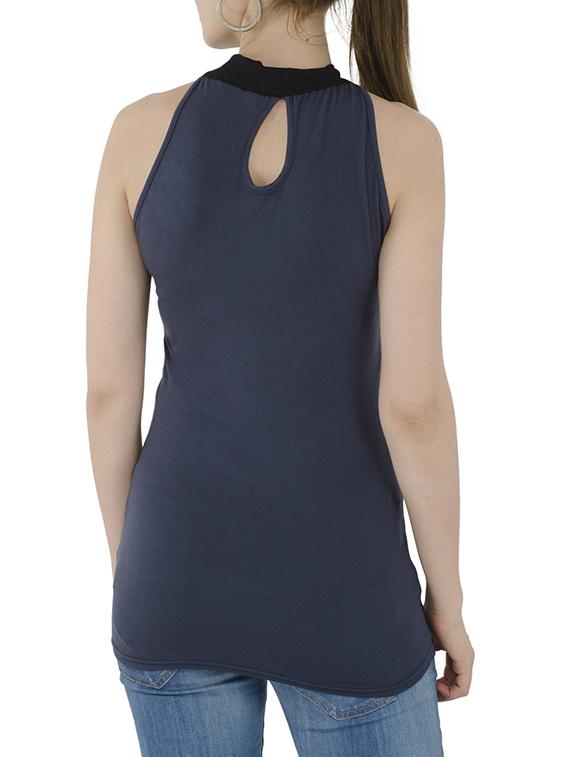 solid blue viscose top - 15118563 - Zoom Image - 3