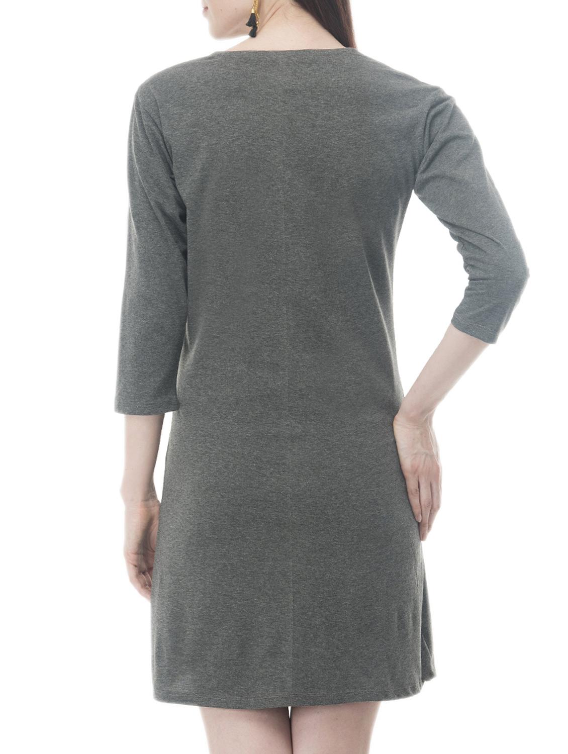 grey solid shirt dress - 15118642 - Zoom Image - 3