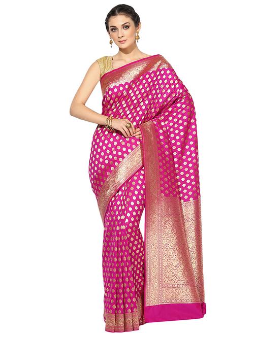 gold zari motif banarasi saree with blouse - 15118872 - Standard Image - 1