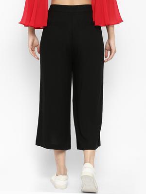 solid black rayon culottes - 15119313 - Standard Image - 3
