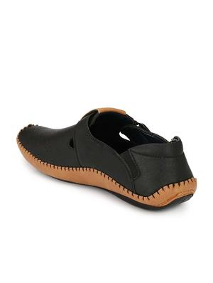 black leatherette slip on sandal - 15121158 - Standard Image - 3
