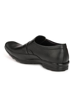 black leatherette formal slip on - 15121175 - Standard Image - 3