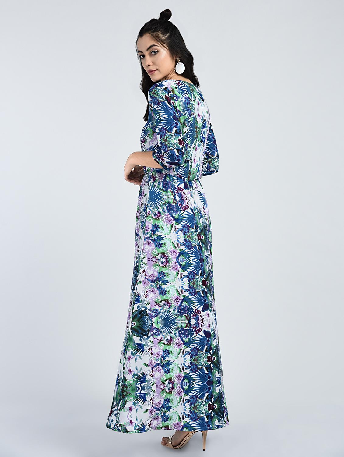 Gathered waist tropical maxi dress - 15121400 - Zoom Image - 3