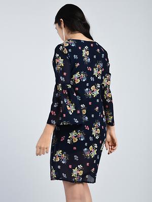 bell sleeved floral shift dress - 15121411 - Standard Image - 3