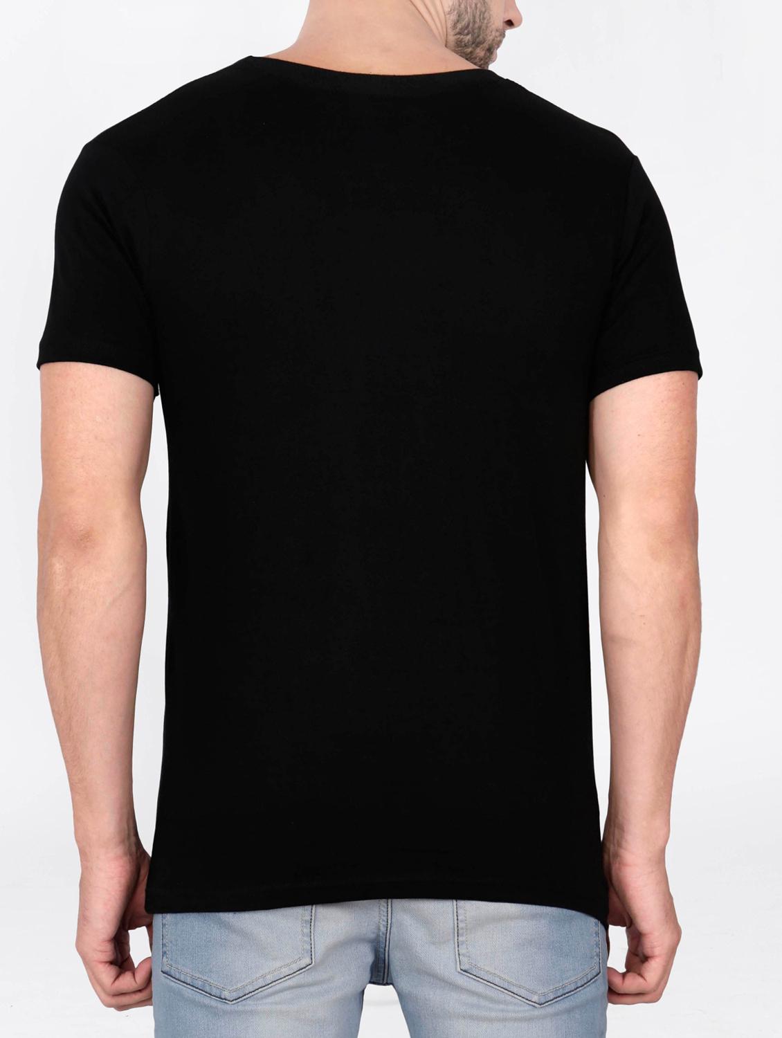 black cotton chest print tshirt - 15121709 - Zoom Image - 3