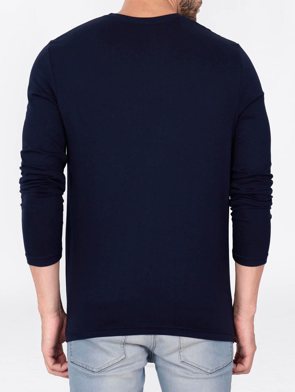 blue cotton chest print tshirt - 15121721 - Zoom Image - 3