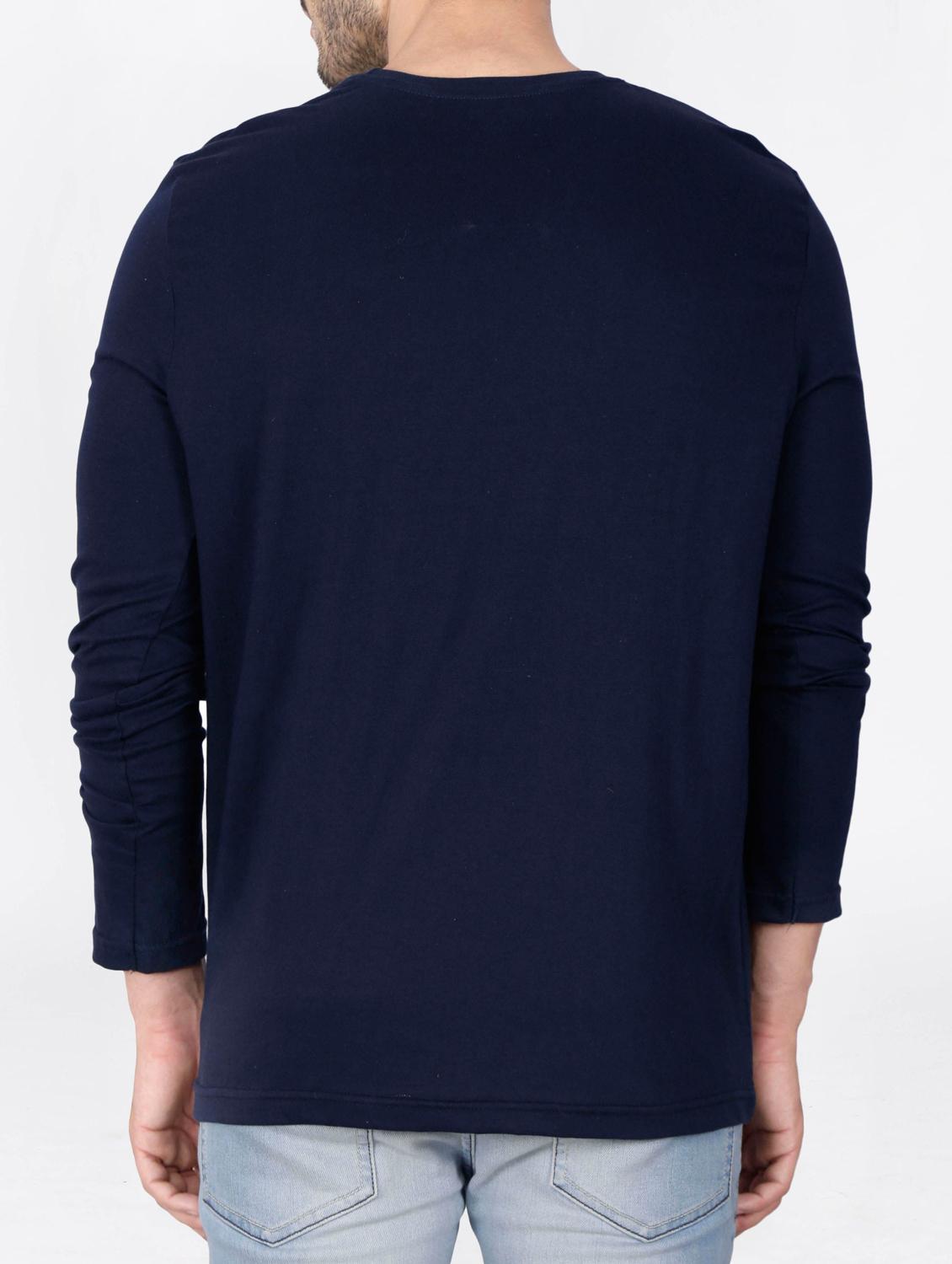 blue cotton front print t-shirt - 15121727 - Zoom Image - 3