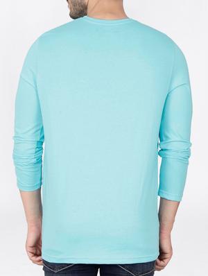turquoise cotton chest print t-shirt - 15121755 - Standard Image - 3
