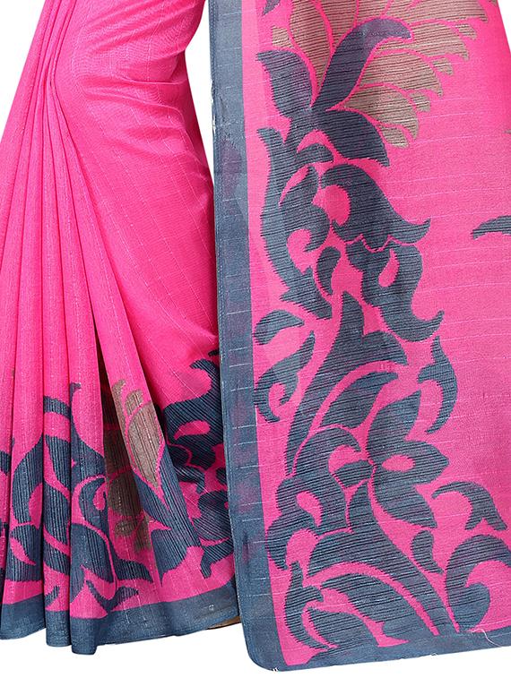 pink silk blend bhagalpuri saree with blouse - 15122013 - Zoom Image - 3