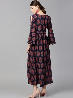 blue rayon flared kurta - 15122111 - Standard Image - 3