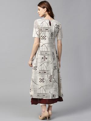 White cotton layered kurta - 15122136 - Standard Image - 3