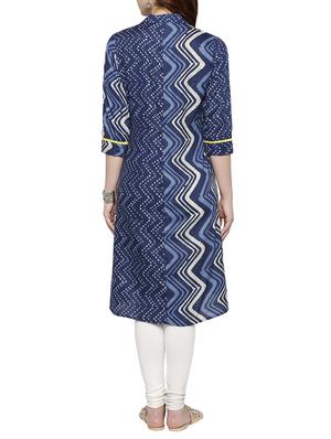 blue cotton aline kurta - 15122362 - Standard Image - 3