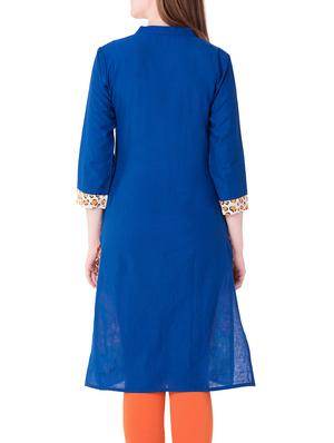 Yellow cotton straight kurta - 15122371 - Standard Image - 3