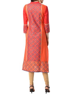orange cotton straight kurta - 15122539 - Standard Image - 3