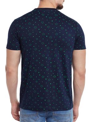 navy blue cotton all over print t-shirt - 15122903 - Standard Image - 3