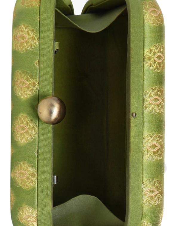 green silk box clutch - 15123030 - Zoom Image - 3