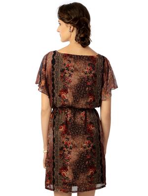 brown printed blouson dress - 15123841 - Standard Image - 3