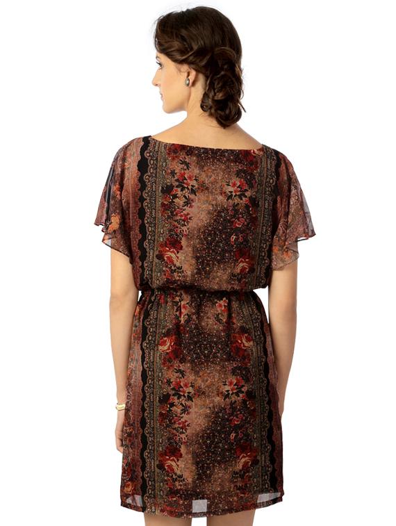 brown printed blouson dress - 15123841 - Zoom Image - 3