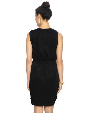 black solid blouson dress - 15123858 - Standard Image - 3