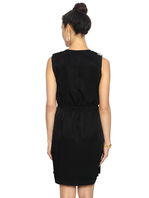 black solid blouson dress - 15123858 - Zoom Image - 3