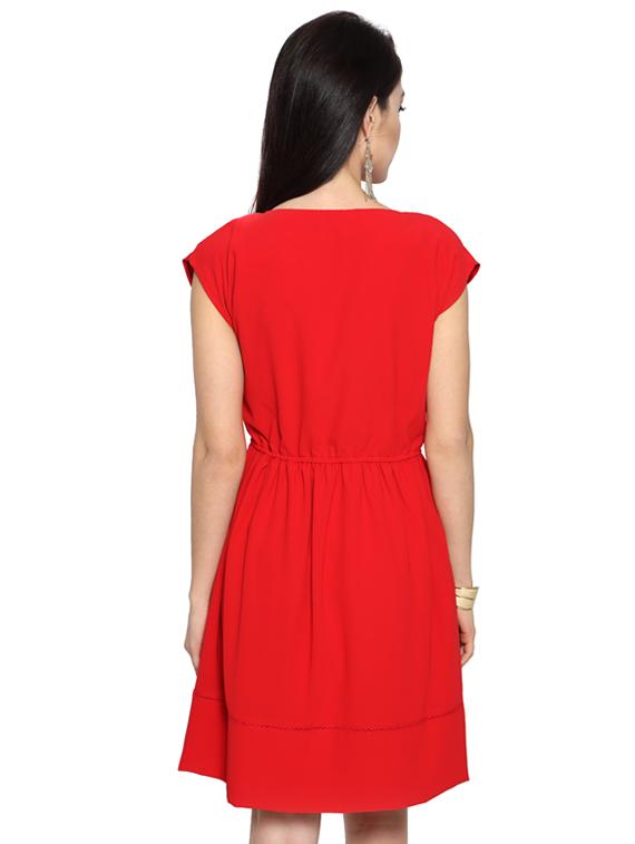 red solid blouson dress - 15123870 - Zoom Image - 3