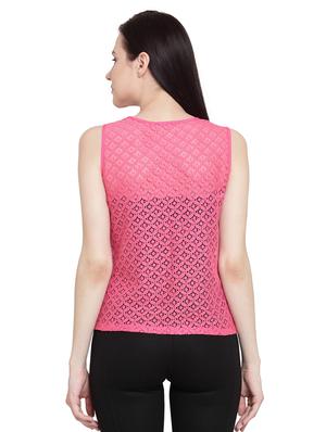 pink solid cotton top - 15124092 - Standard Image - 3