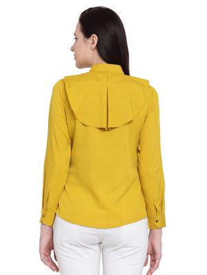 yellow solid crepe shirt - 15124114 - Standard Image - 3