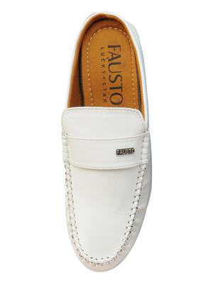 white leatherette slip on loafer - 15125814 - Standard Image - 3