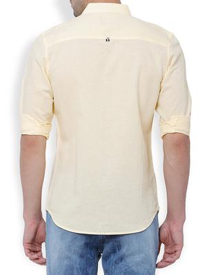 yellow cotton linen casual shirt - 15127115 - Standard Image - 3