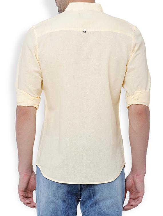 yellow cotton linen casual shirt - 15127115 - Zoom Image - 3