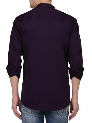 purple cotton casual shirt - 15127260 - Standard Image - 3