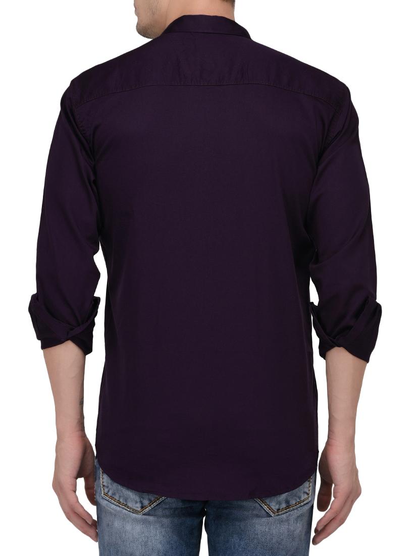 purple cotton casual shirt - 15127260 - Zoom Image - 3