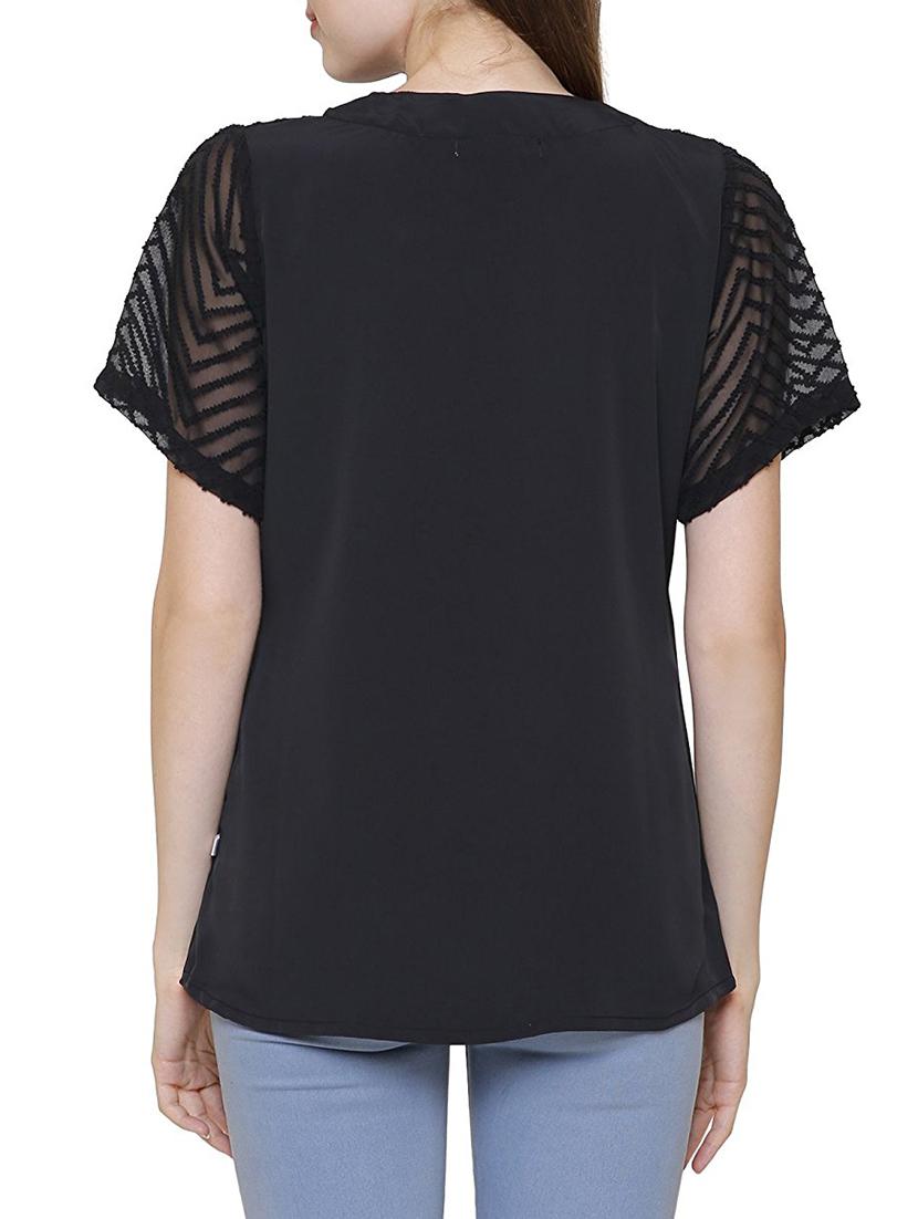 black solid crepe shirt - 15128718 - Zoom Image - 3