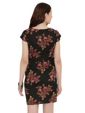 black printed rayon sheath dress - 15131335 - Standard Image - 3