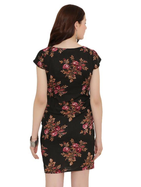 black printed rayon sheath dress - 15131335 - Zoom Image - 3