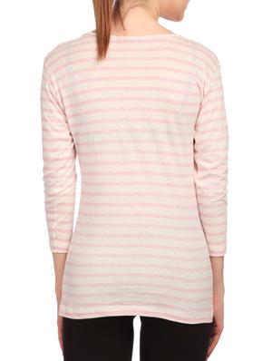 pink striped cotton henley tee - 15132443 - Standard Image - 3