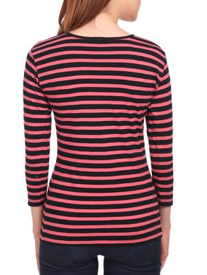 pink striped cotton henley tee - 15132446 - Standard Image - 3