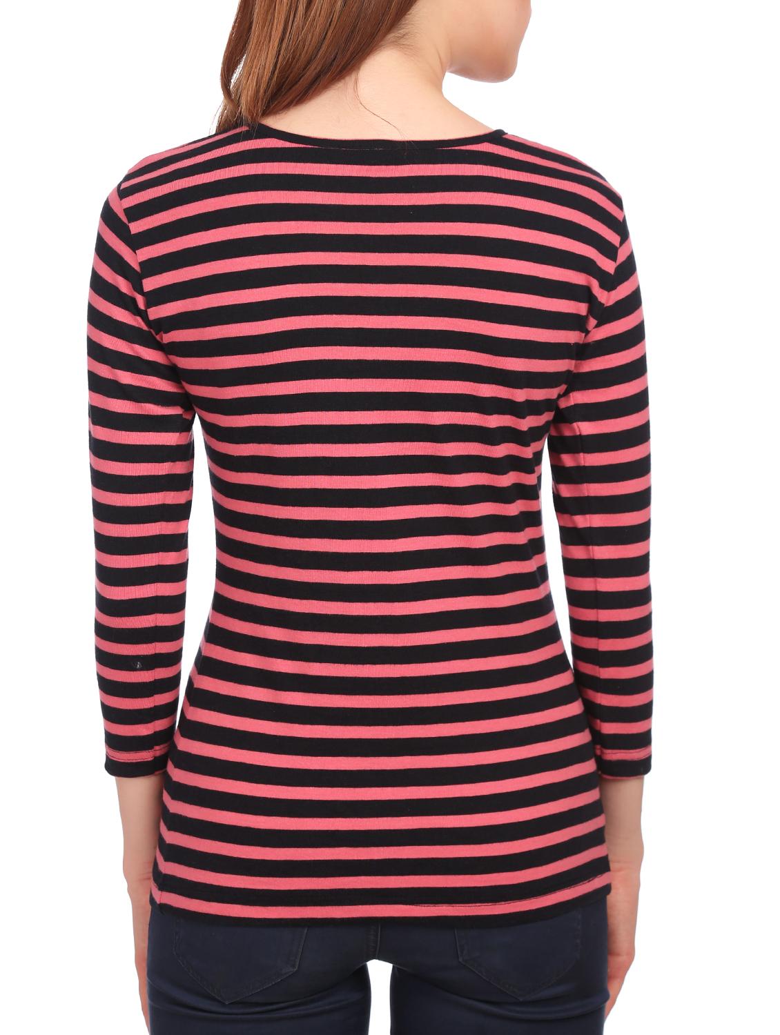 pink striped cotton henley tee - 15132446 - Zoom Image - 3