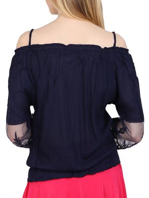 blue solid cotton top - 15132612 - Standard Image - 3