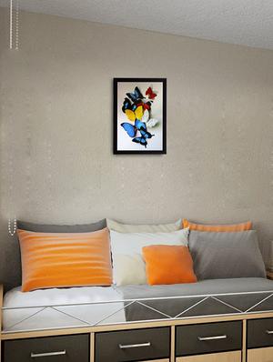 decorative colorful butterflies satin matt texture uv art painting - 15134077 - Standard Image - 3