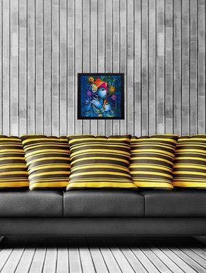 Blue Lord Krishna Satin Matt Texture UV Art Painting - 15134300 - Standard Image - 3