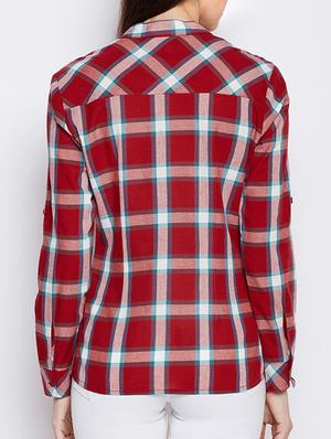 Checkered mandarin collar shirt - 15134994 - Standard Image - 3
